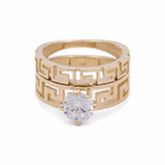 14K Yellow Gold Bridal with Cz Fashion Women's Ring - Miral Jewelry
