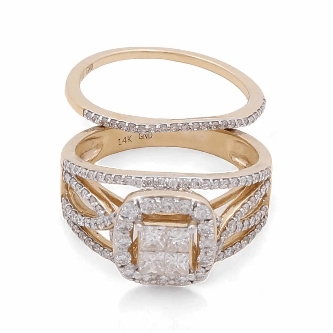 14K Yellow Gold Bridal Woman Ring with Diamonds - Miral Jewelry