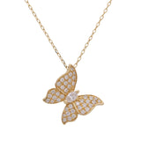14k Yellow Gold Buterfly Diamond Necklace with 0.36 Tw Round Diamonds - Miral Jewelry