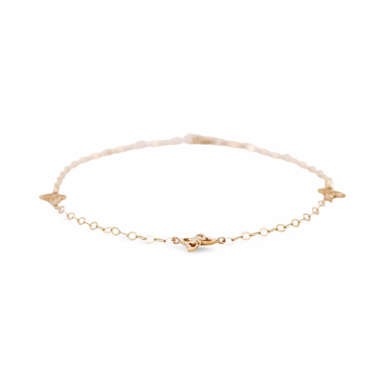 14K Yellow Gold Butterflies Ankle Bracelet - Miral Jewelry