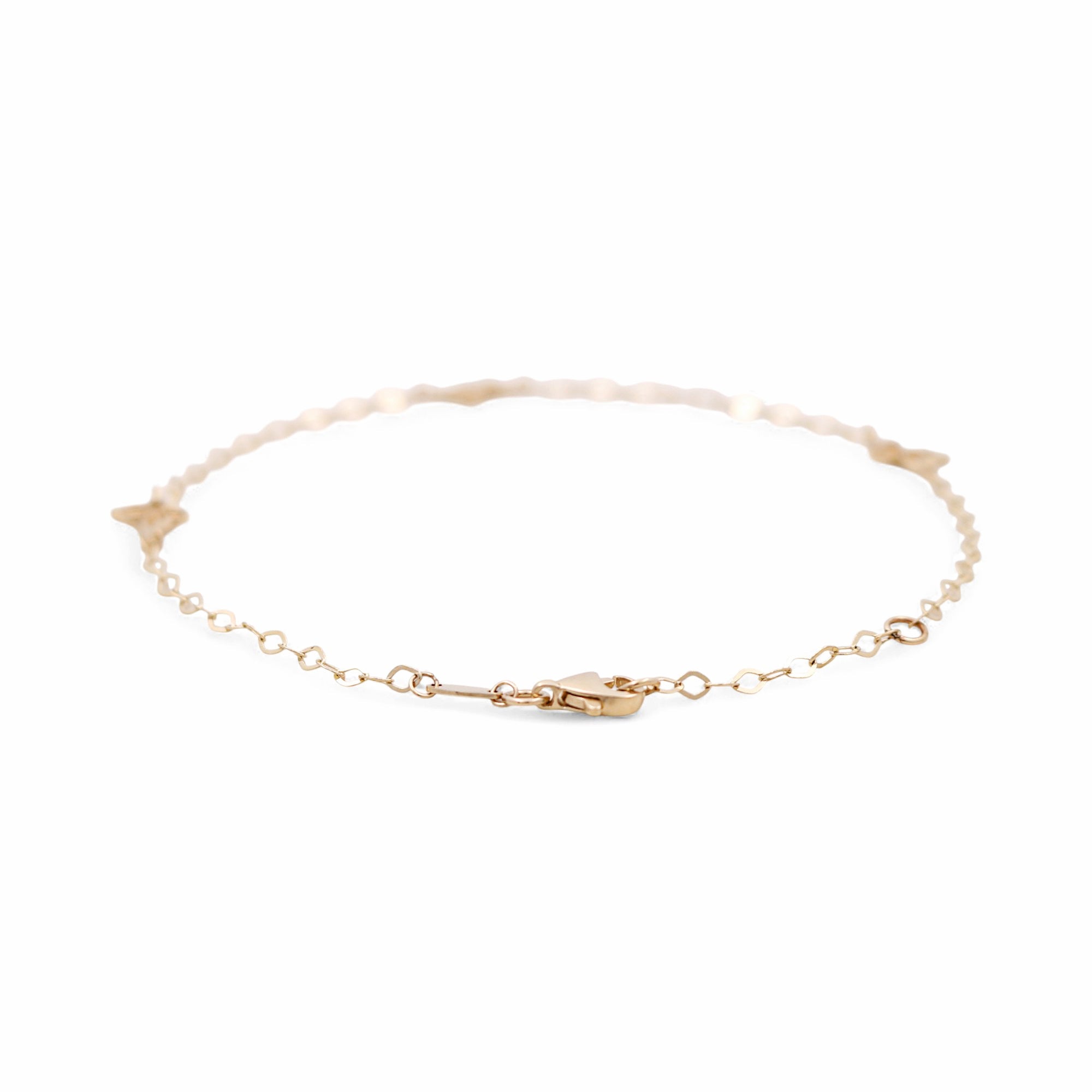 14K Yellow Gold Butterflies Ankle Bracelet - Miral Jewelry