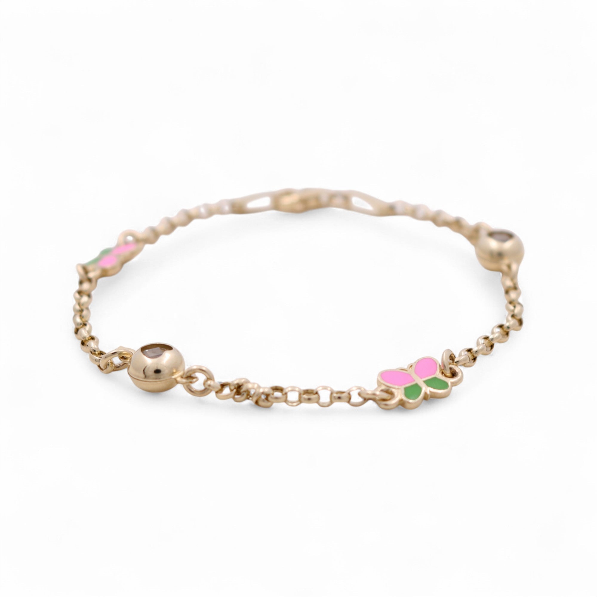 14K Yellow Gold Butterflies Bracelet Kid - Miral Jewelry
