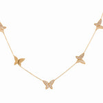 14k Yellow Gold Butterflies Diamond Necklace with 0.65 Tw Round Diamonds - Miral Jewelry