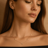 14k Yellow Gold Butterflies Diamond Necklace with 0.65 Tw Round Diamonds - Miral Jewelry