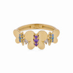 14K Yellow Gold Butterflies Fashion Women's Ring - Miral Jewelry