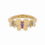 14K Yellow Gold Butterflies Fashion Women's Ring - Miral Jewelry