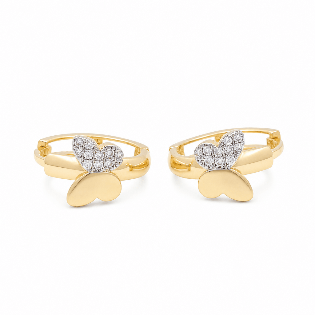 14K Yellow Gold Butterflies Hoop Earrings - Miral Jewelry