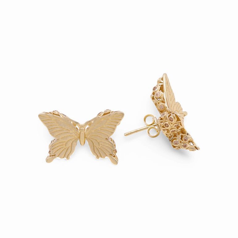 14K Yellow Gold Butterfly Earrings - Miral Jewelry