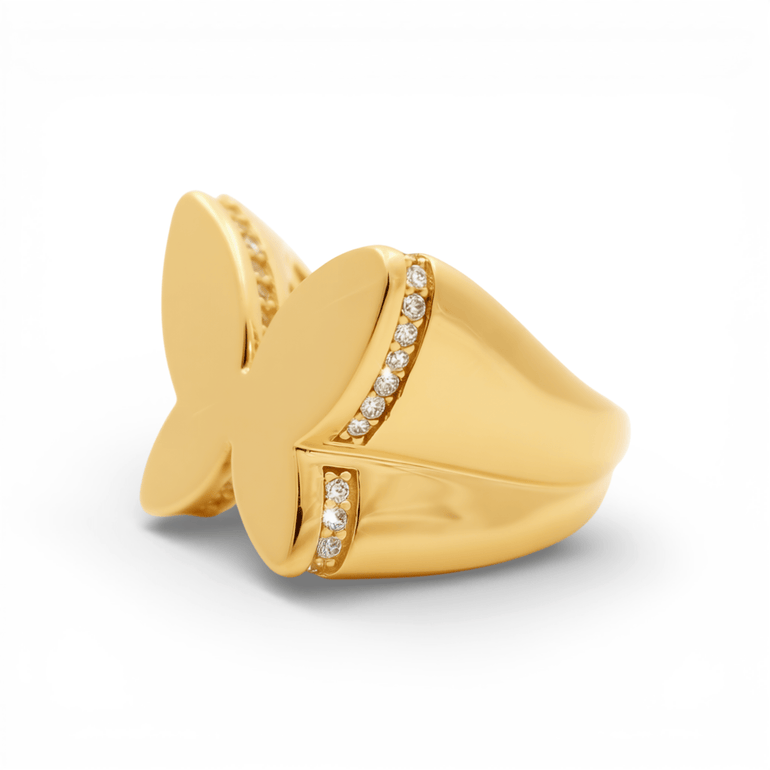 14K Yellow Gold Butterfly Fashion Women's Ring - Miral Jewelry