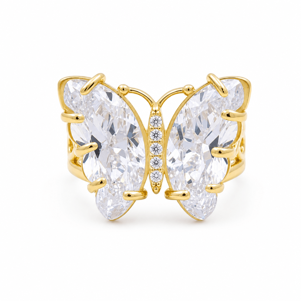 14K Yellow Gold Butterfly Fashion Women's Ring - Miral Jewelry