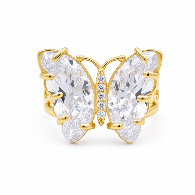 14K Yellow Gold Butterfly Fashion Women's Ring - Miral Jewelry