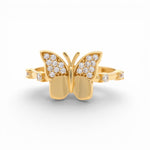 14K Yellow Gold Butterfly with CZ Fashion Women's Ring - Miral Jewelry