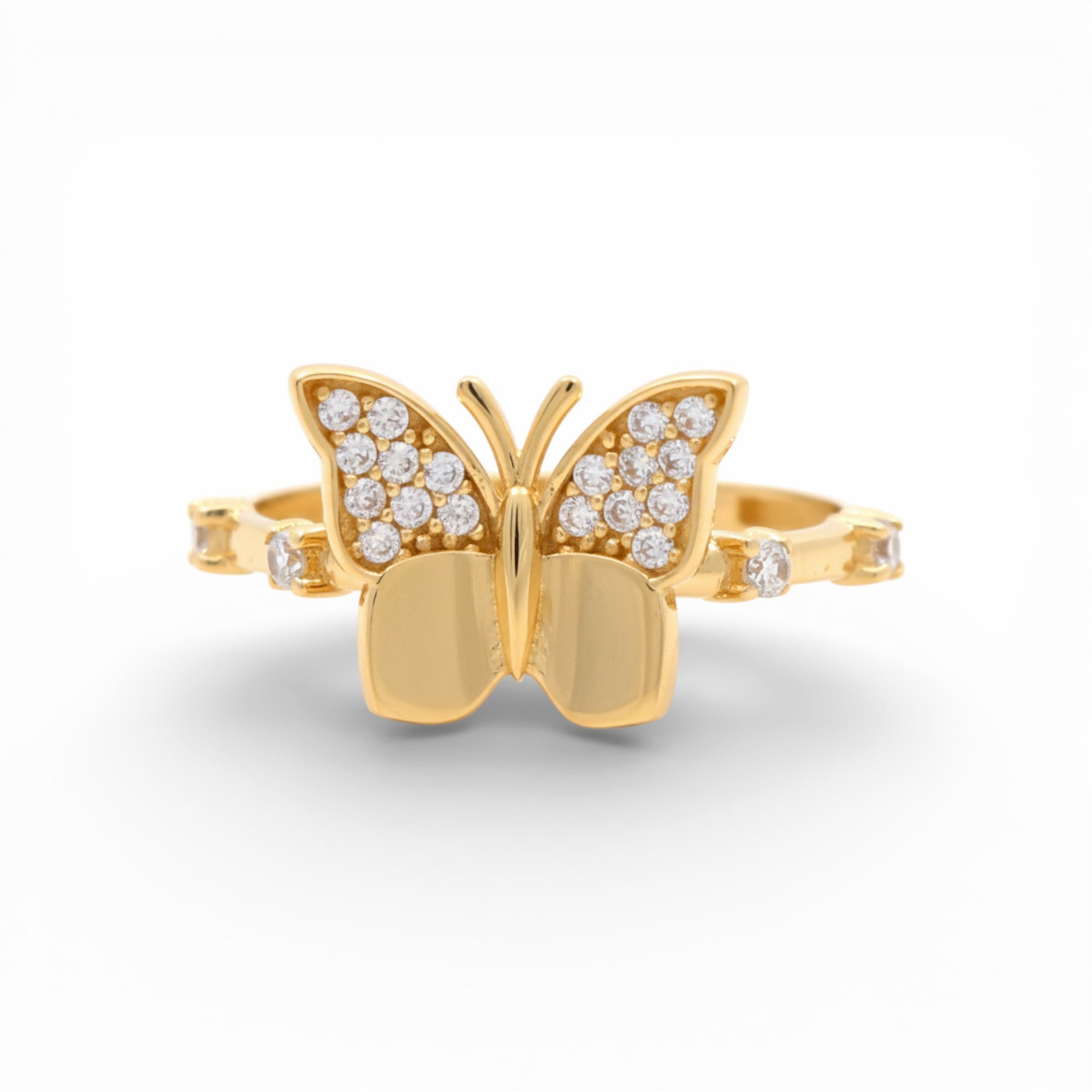 14K Yellow Gold Butterfly with CZ Fashion Women's Ring - Miral Jewelry