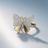 14K Yellow Gold Butterfly with Cz Fashion Women's Ring - Miral Jewelry