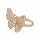 14K Yellow Gold Butterfly with Cz Fashion Women's Ring - Miral Jewelry