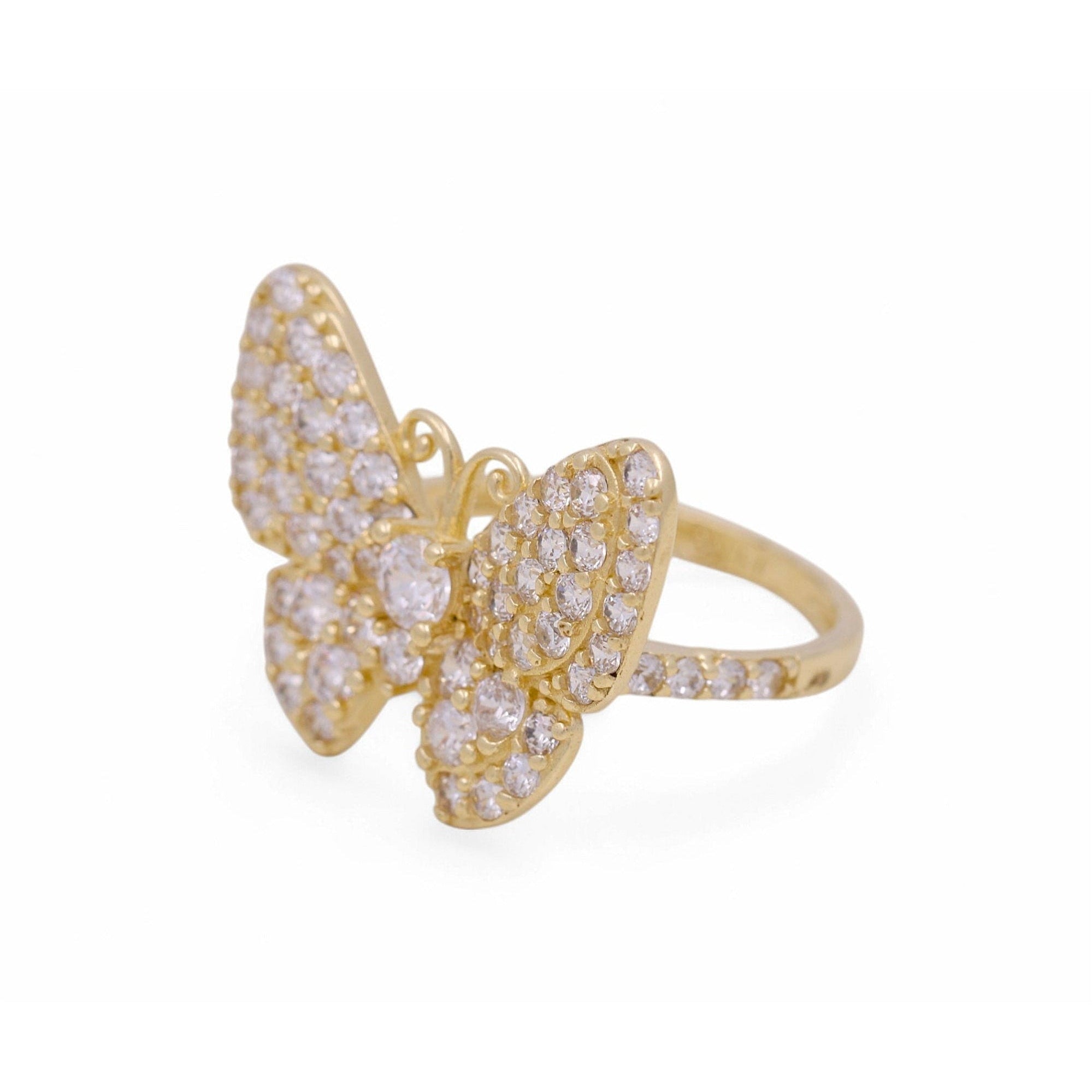 14K Yellow Gold Pavé CZ Butterfly Ring 5.1 g – view 2