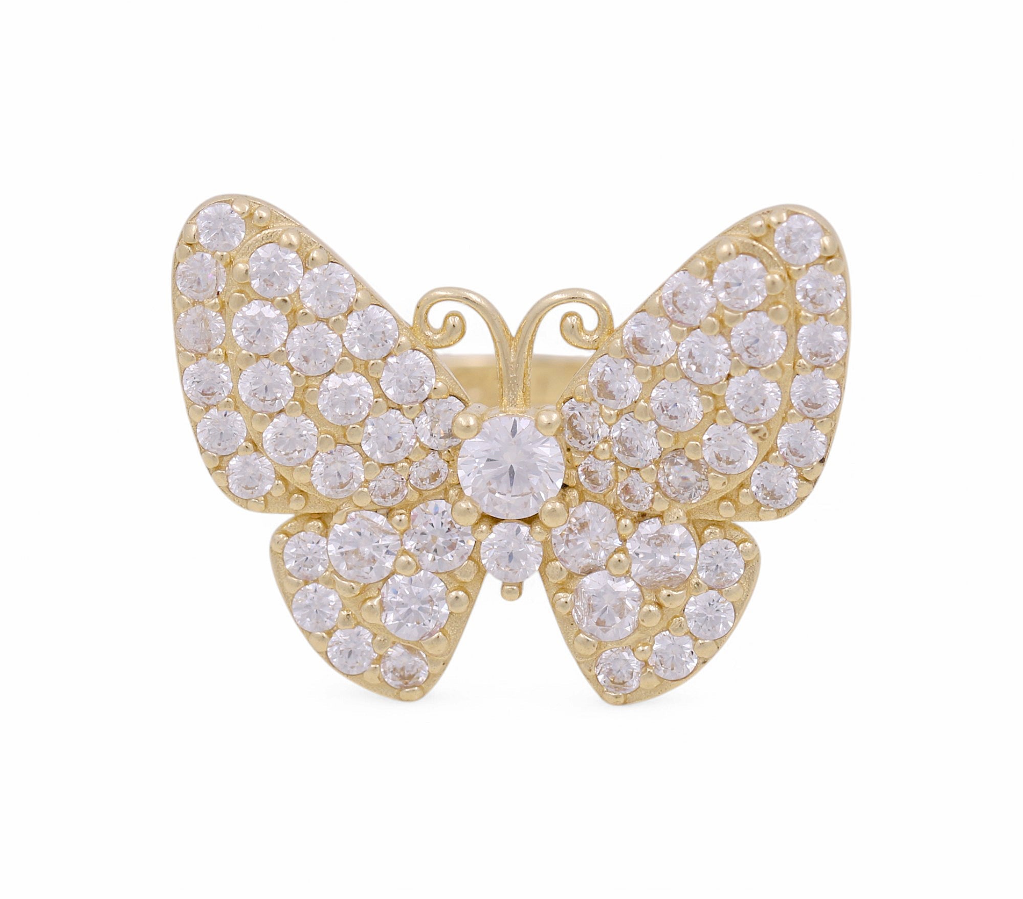 14K Yellow Gold Butterfly with Cz Fashion Women's Ring - Miral Jewelry