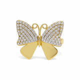 14K Yellow Gold Butterfly with Cz Fashion Women's Ring - Miral Jewelry