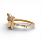 14K Yellow Gold Butterfly with CZ Fashion Women's Ring - Miral Jewelry