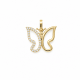 14K Yellow Gold Butterfly With Cz Pendant - Miral Jewelry