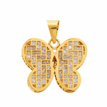 14K Yellow Gold Butterfly with Cz Pendant - Miral Jewelry
