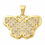 14K Yellow Gold Butterfly with Cz Pendant - Miral Jewelry