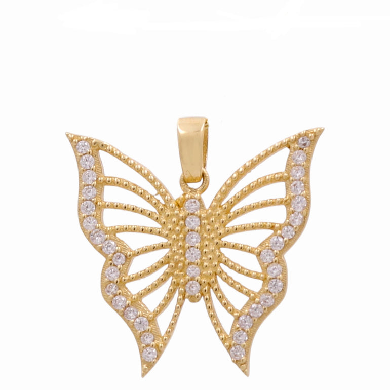 14K Yellow Gold Butterfly Women's Pendant - Miral Jewelry