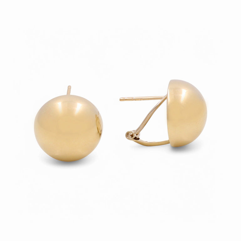 14K Yellow Gold Button Earrings - Miral Jewelry