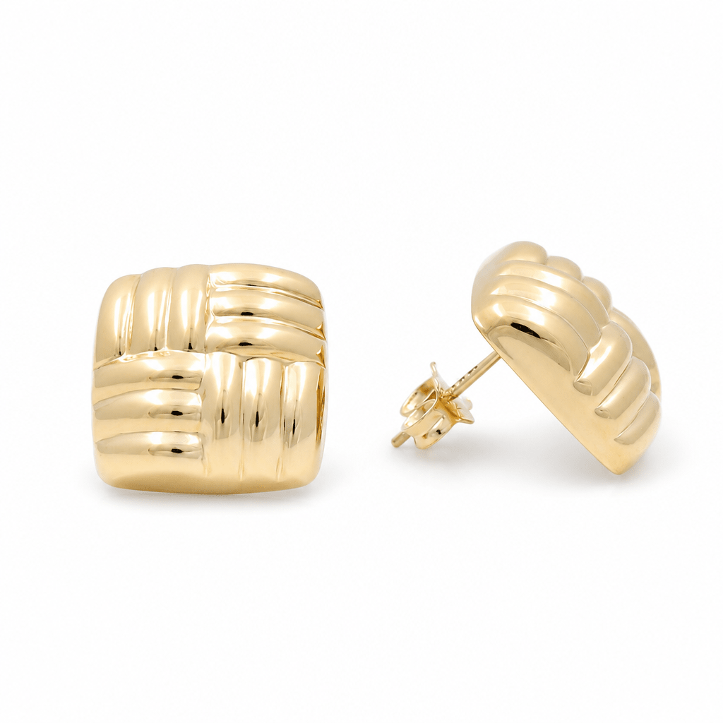14K Yellow Gold Button Earrings - Miral Jewelry