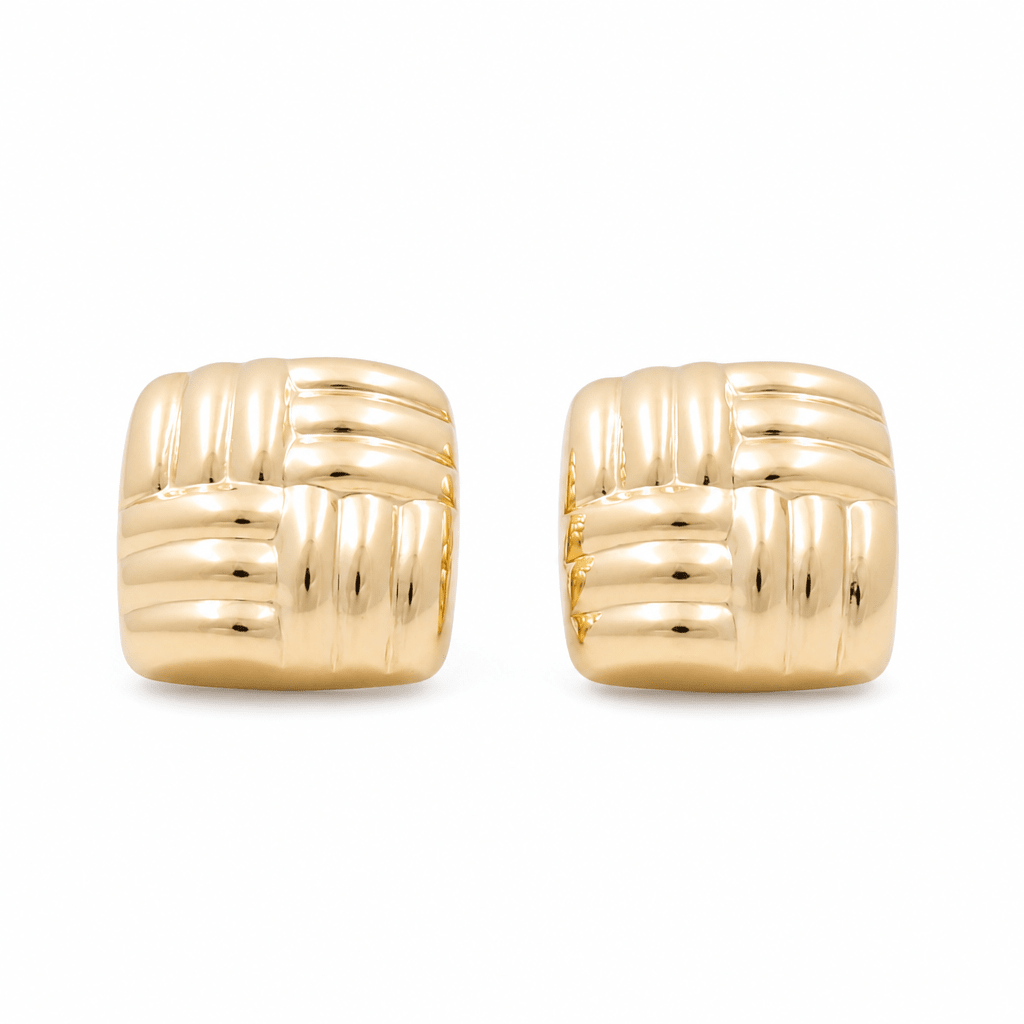 14K Yellow Gold Button Earrings - Miral Jewelry
