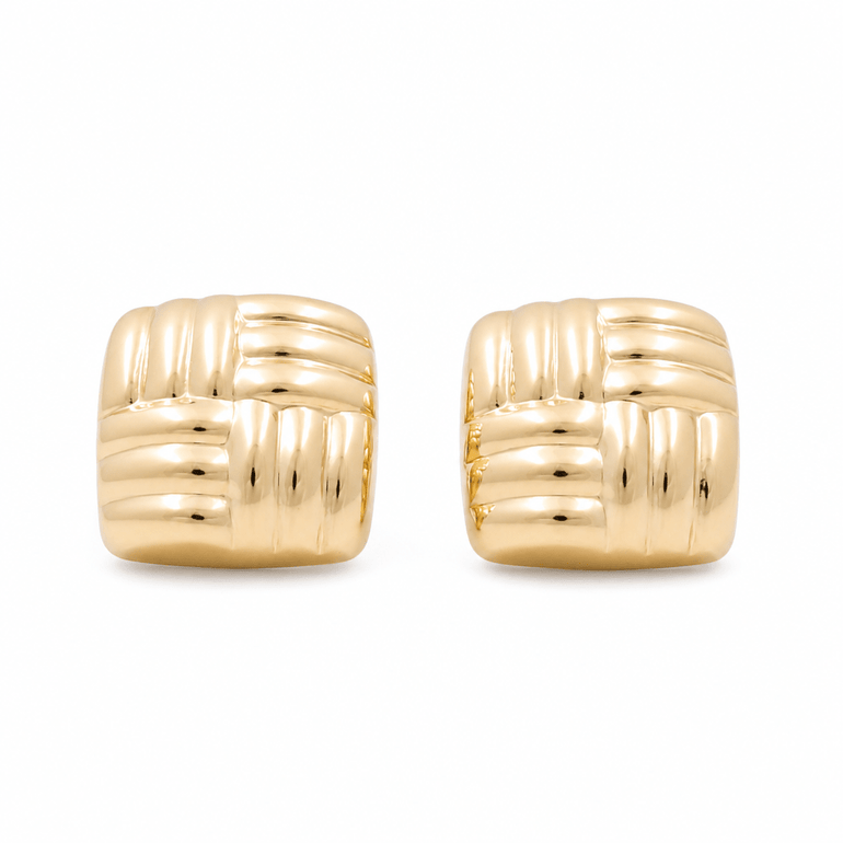 14K Yellow Gold Button Earrings - Miral Jewelry