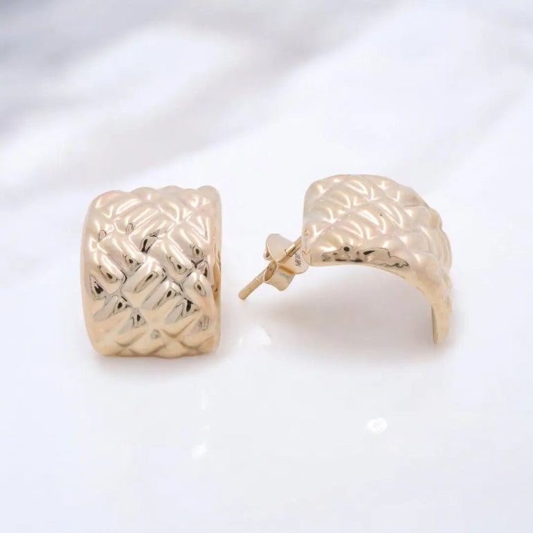 14K Yellow Gold Button Women's Earrings - Miral Jewelry