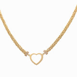 14k Yellow Gold Byzantine with Heart Necklaces - Miral Jewelry