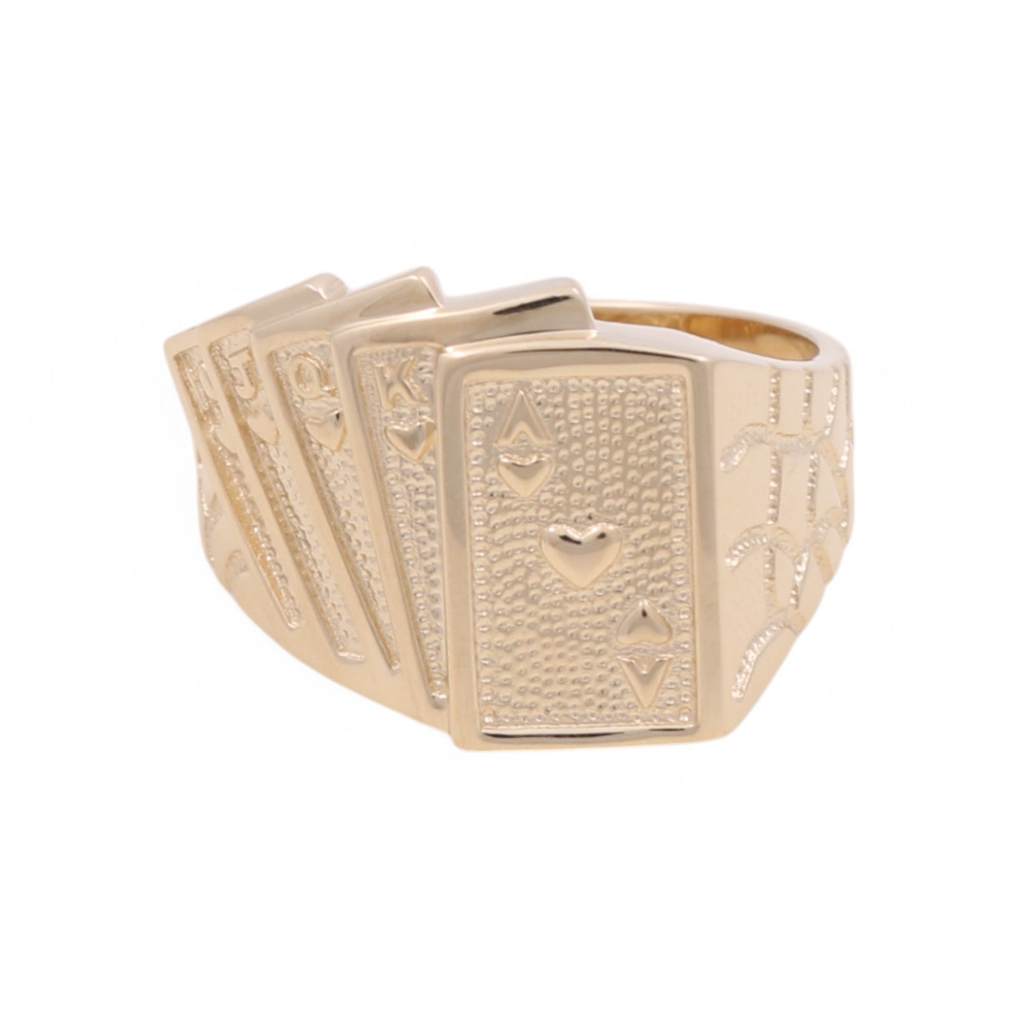 14k Yellow Gold Cards Fashion Ring - Miral Jewelry
