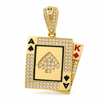 14K Yellow Gold Cards Men's Pendant - Miral Jewelry