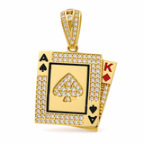 14K Yellow Gold Cards Men's Pendant - Miral Jewelry