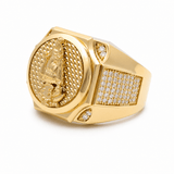 14k Yellow Gold Caridad del Cobre Fashion Men's Ring - Miral Jewelry