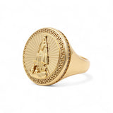 14k Yellow Gold Caridad del Cobre Fashion Men's Ring - Miral Jewelry
