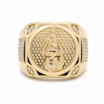 14k Yellow Gold Caridad del Cobre Fashion Men's Ring - Miral Jewelry
