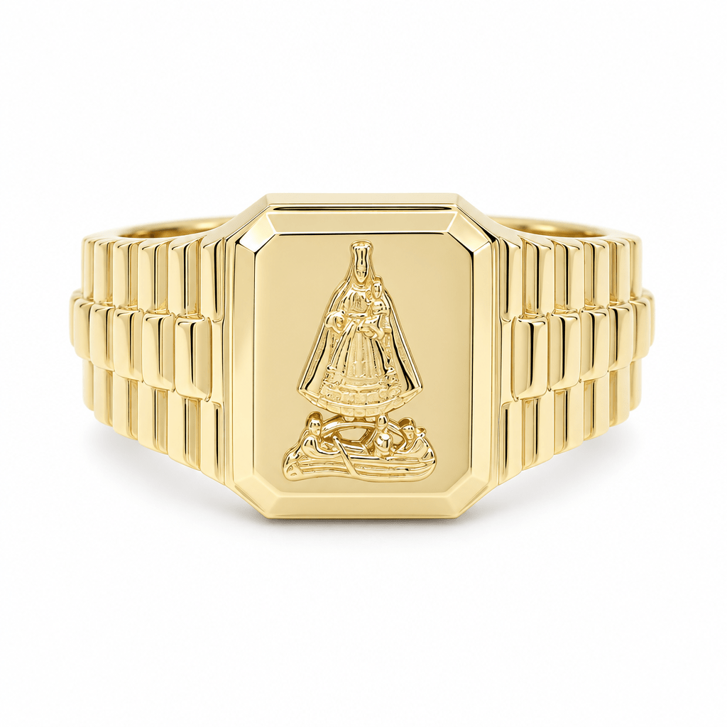14K Yellow Gold Men's Caridad del Cobre Ring
