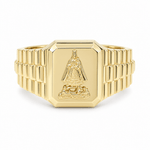 14k Yellow Gold Caridad Del Cobre Fashion Ring Men's - Miral Jewelry