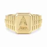 14k Yellow Gold Caridad Del Cobre Fashion Ring Men's - Miral Jewelry