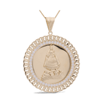 14K Yellow Gold Caridad del Cobre Medal Men's Pendant - Miral Jewelry