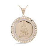 14K Yellow Gold Caridad del Cobre Medal Men's Pendant - Miral Jewelry