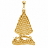 14K Yellow Gold Caridad del Cobre Pendant with CZ & Boat – 5.2 g - Miral Jewelry
