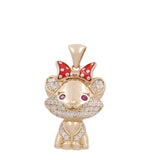 14K Yellow Gold Cat Pendant - Miral Jewelry