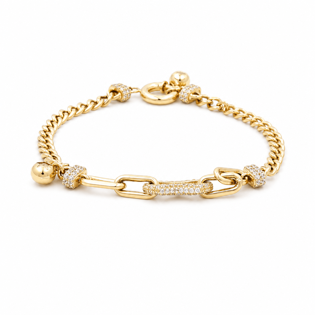 14K Yellow Gold Charms Bracelet Women's - Miral Jewelry