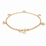 14K Yellow Gold Charms Bracelet Women's - Miral Jewelry