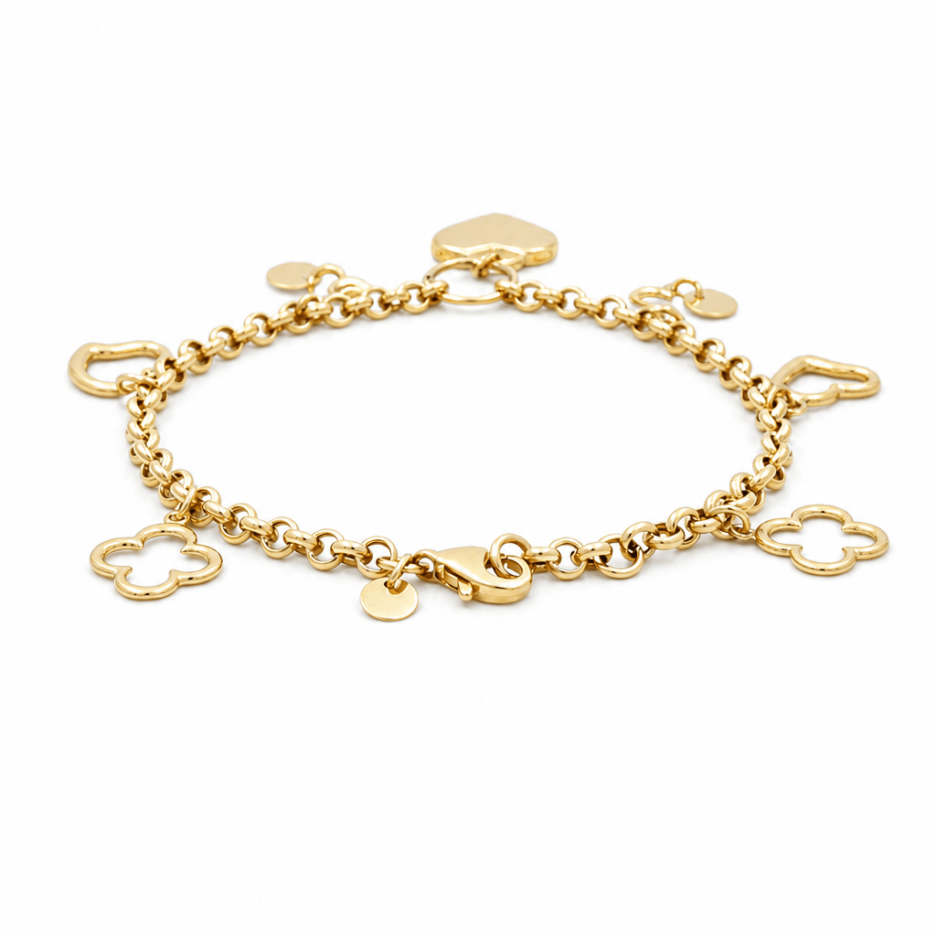 14K Yellow Gold Charms Bracelet Women's - Miral Jewelry
