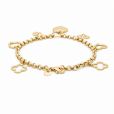 14K Yellow Gold Charms Bracelet Women's - Miral Jewelry